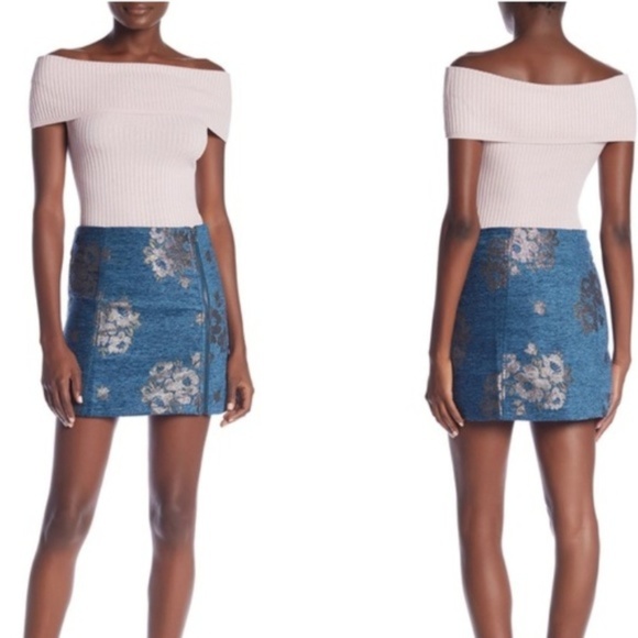 Free People | Floral Jacquard Woven Mini Skirt - Picture 1 of 8